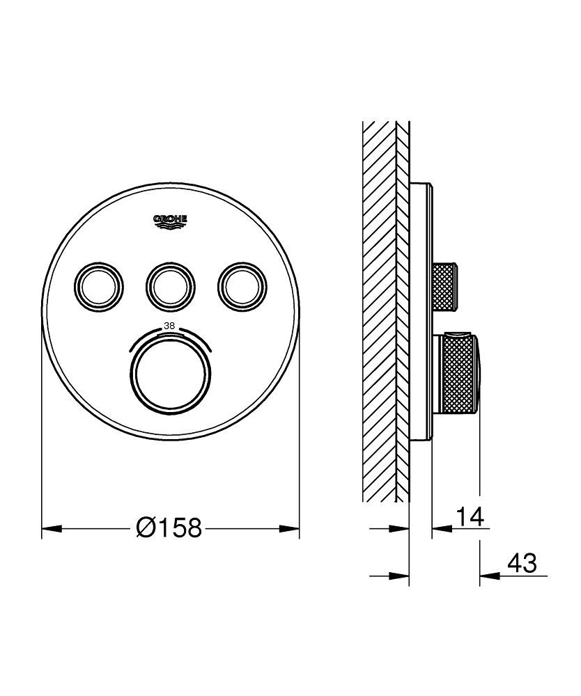 Grohtherm SmartControl Thermostat rund FMS
