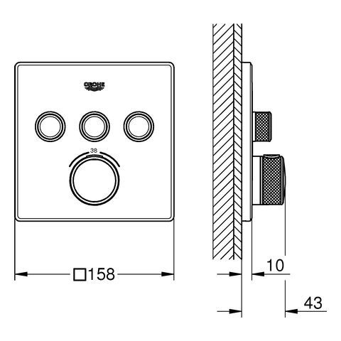 Grohtherm SmartControl Thermostat eckig FMS