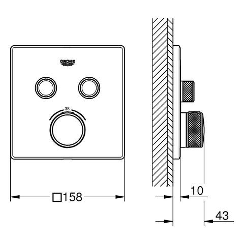 Grohtherm SmartControl Thermostat eckig FMS