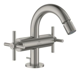GROHE 2-Griff-Bidetbatterie Atrio 24353 Kreuz-Griff satin steel