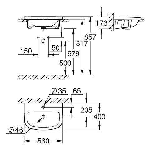 GROHE Bau Keramik Einbauwaschtisch GROHE Bau Keramik Einbauwaschtisch