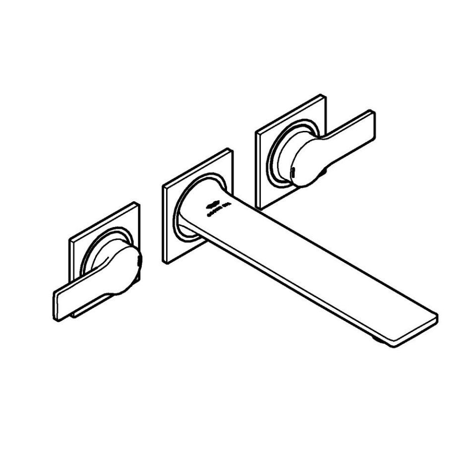 GROHE 3-L-WT-Wandbatterie Allure 20193_2 FMS Ausl. 208mm hard graphite gebürstet