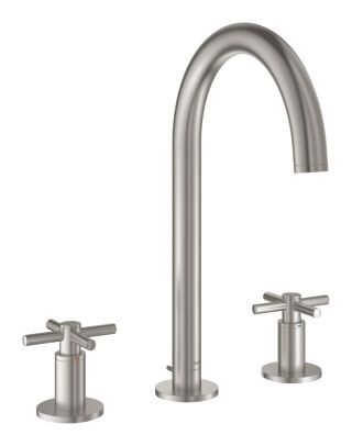 GROHE 3-Loch-WT-Batterie Atrio 20643 Rohrauslauf Kreuz-Griff supersteel