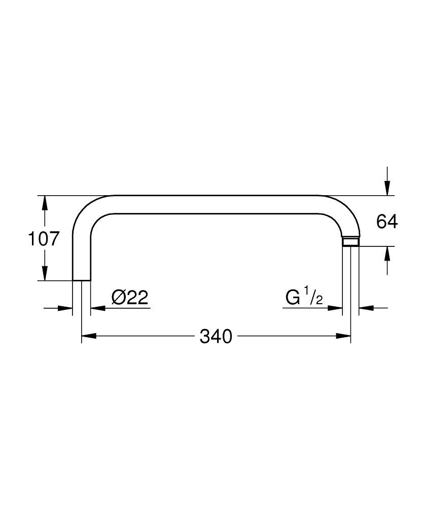 GROHE Brausearm 14047 für Rainshower Duschsysteme Ausladung 340 mm chrom
