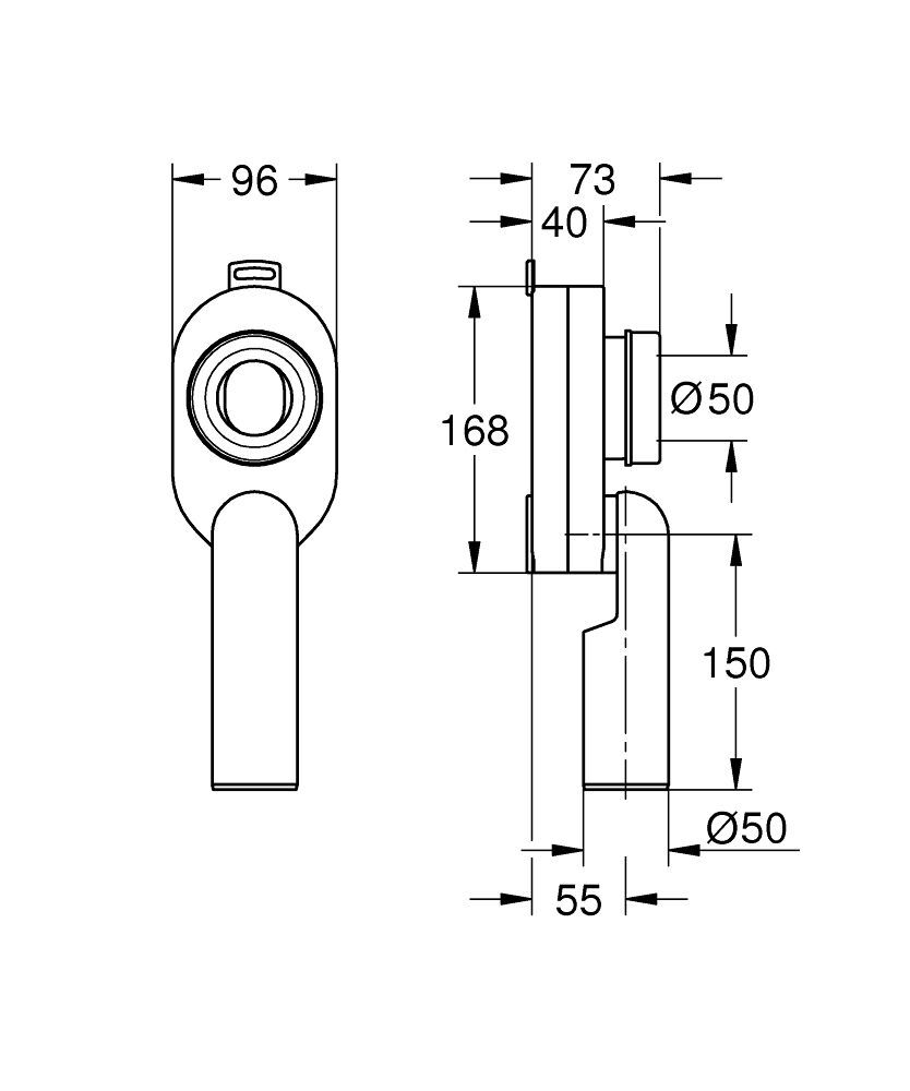 GROHE Urinal-Absaugeformstück 39733 vertikaler Abgang