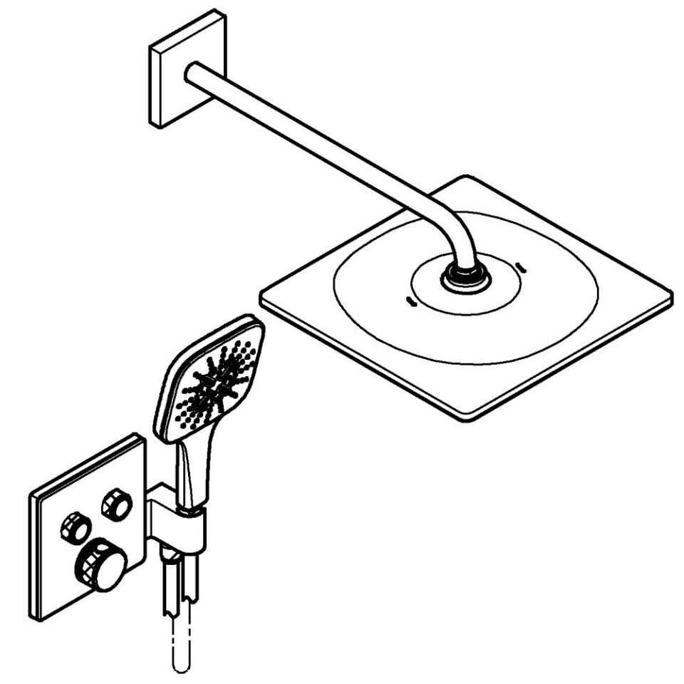 Grohtherm SmartControl UP-Duschsystem mit Thermostat eckig