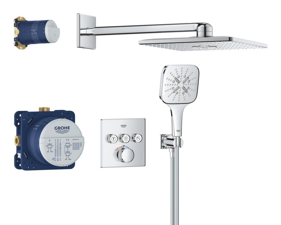 Grohtherm SmartControl UP-Duschsystem mit Thermostat eckig