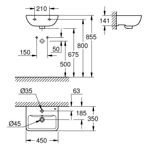 GROHE BauEdge Keramik Handwaschbecken
