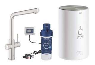 GROHE Armatur und Boiler GROHE Red Duo 30327_1 M-Size L-Auslauf supersteel