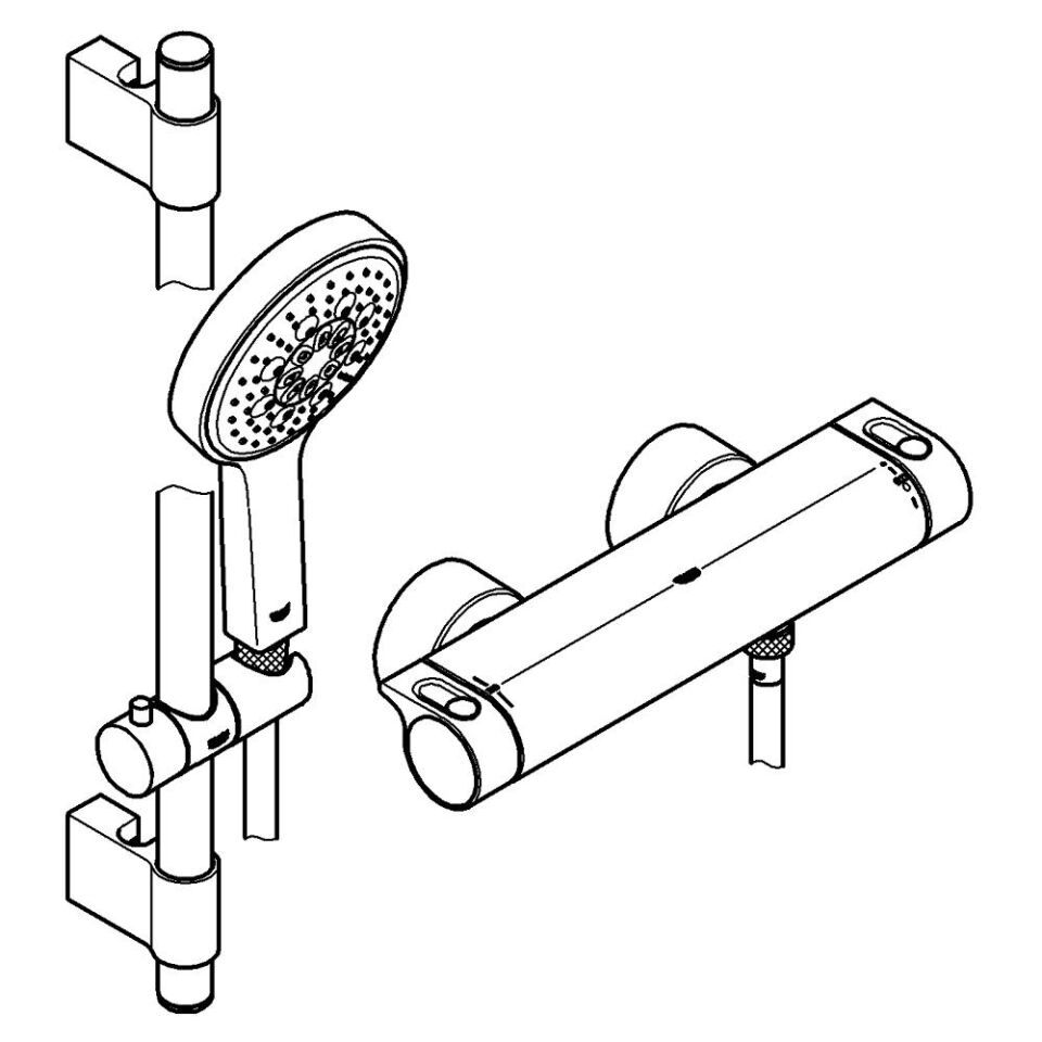 Grohtherm 2000 Thermostat-Brausebatterie Wandmontage Grohtherm 2000 Thermostat-Brausebatterie Wandmontage