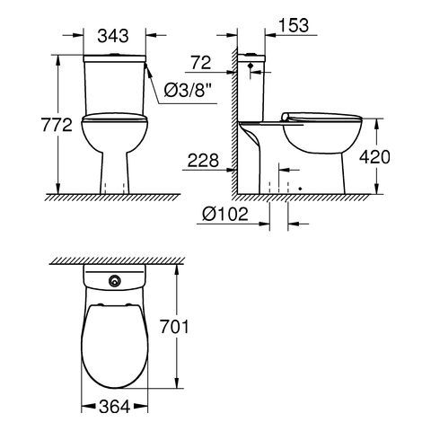 GROHE Bau Keramik Set Stand-WC-Kombination