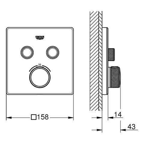 Grohtherm SmartControl Thermostat eckig FMS
