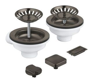 GROHE Spülen-Ablaufgrt. 40998 2 Becken mit Exzenter hard graphite gebürstet