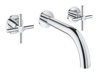 GROHE 3-Loch-WT-Batterie Atrio 20661 Fertigmontageset Kreuz-Griff chrom