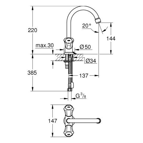 GROHE Costa WT-Einlochbatterie