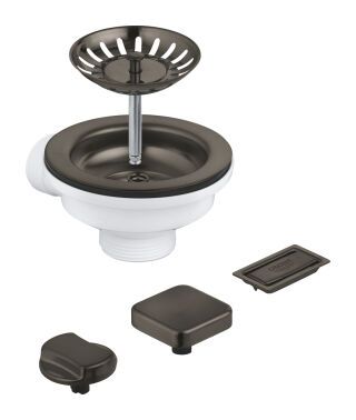 GROHE Spülen-Ablaufgarnitur 40996 mit Exzenter hard graphite gebürstet