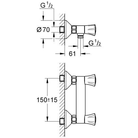 GROHE Costa Zweigriff-Brausebatterie Wandmontage
