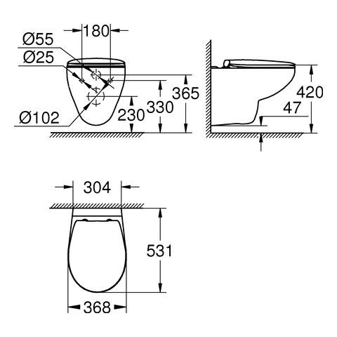 GROHE Bau Keramik Wand-Tiefspül-WC Set