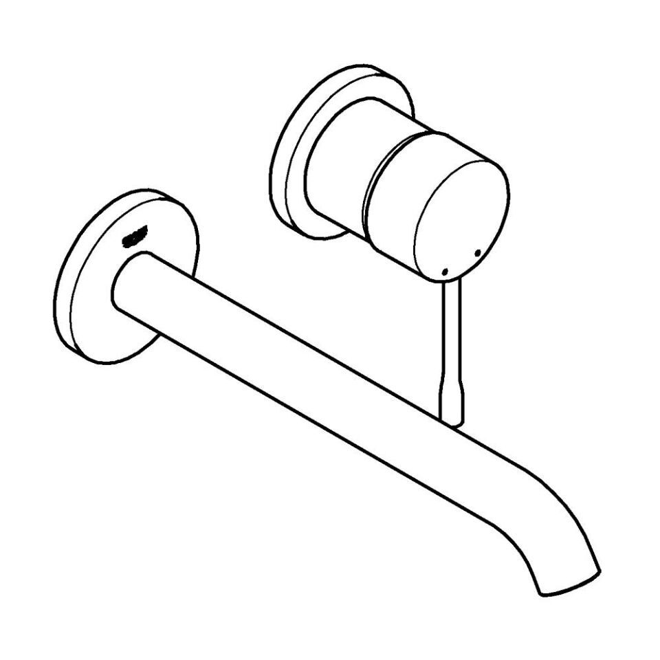 GROHE 2-Loch-WT-Wandbatterie Essence 29193_1 FMS Ausladung 230mm supersteel