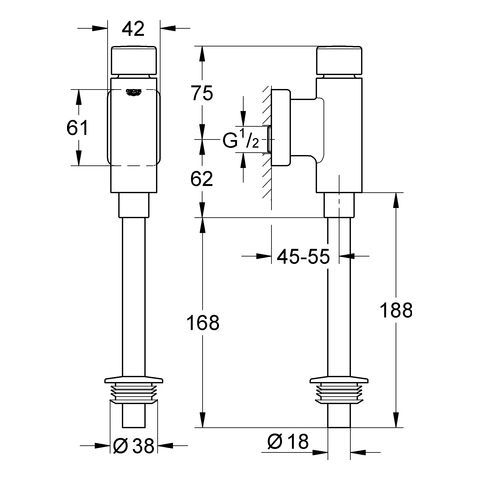 GROHE Rondo Urinal-Druckspüler