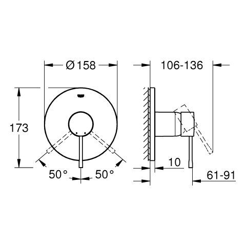 GROHE EH-Brausebatterie Essence 24168_1 FMS für 35604 hard graphite