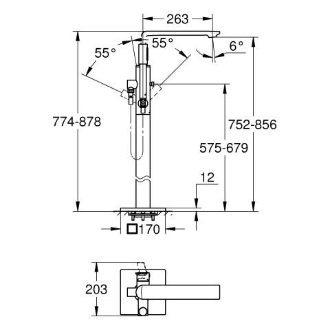 GROHE Allure EH-Wannenbatterie Bodenmontage FMS