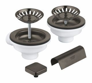 GROHE Spülen-Ablaufgrt. 40999 2 Becken mit Exzenter hard graphite gebürstet