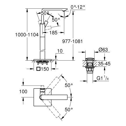 GROHE Allure EH-Wannenbatterie Bodenmontage FMS