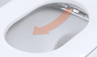 Der integrierte Warmluft-Föhn sorgt für eine schnelle und angenehme Trocknung.