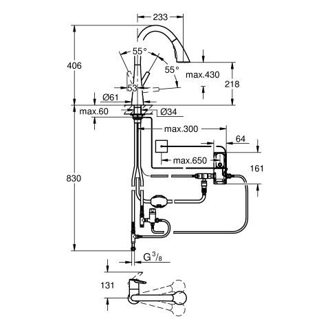 GROHE Zedra Touch Elektr.-EH-Spültisch-Batterie