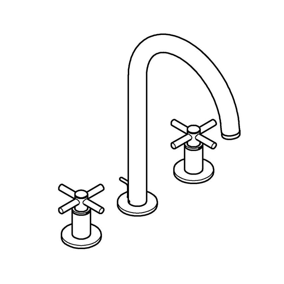 GROHE 3-Loch-WT-Batterie Atrio 20643 Rohrauslauf Kreuz-Griff supersteel