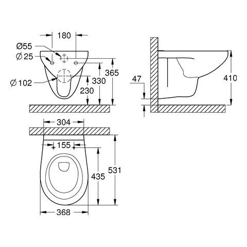 GROHE Bau Keramik Wand-Tiefspül-WC