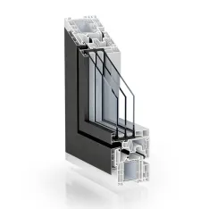 Kömmerling 76 Unity Standard DB703, flächenbündig zur Außen- und Innenseite des Fensters