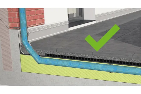 Mit SitaKaskade wird dank des normkonformen Bauteilen-Systems ein sicher Einbau und eine ästhetische Lösung erzielt: Das Rohr wird unsichtbar verlegt.
