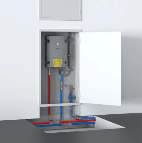 Installation des ISX im einfach zugänglichen Versorgungsschacht im Hausflur.