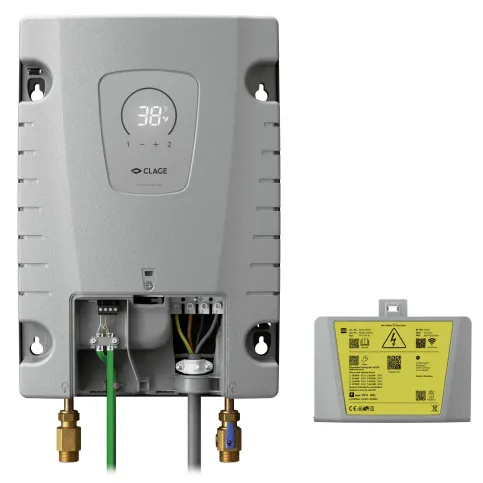 Elektro-Anschluss und optionaler Modbus-Anschluss befinden sich hinter der Klappe.
