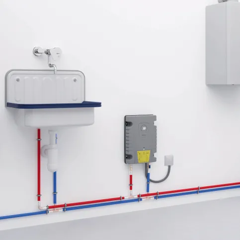 Einfach zugängliche Aufputz-Installation des ISX im Hauswirtschaftsraum.
