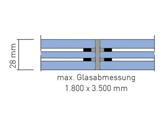 NovoFire® Glass 30/28 | Glasabmessung 1.500 x 3.500 mm im Hoch- oder Querformat, Glasdicke ≥ 28mm bis 60 mm