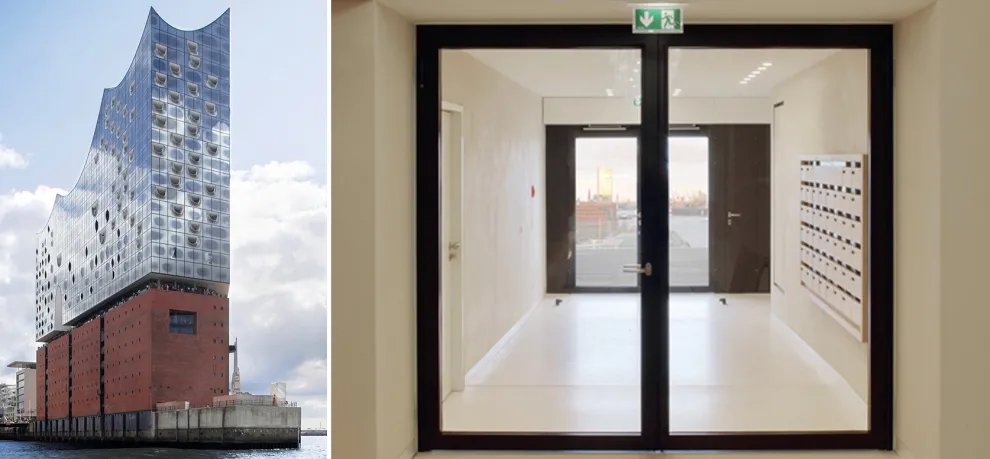 Elbphilharmonie | 2-flügelige Stahlrahmentür System Fuego light T30-2 RS als Brandabschluss