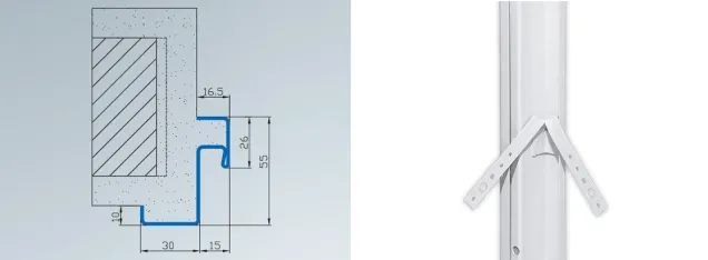 Eckzarge Profil 21 | Eckzargenanker in Montagestellung