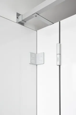 Wandanschluss und selbstschließendes Scharnier aus Aluminium