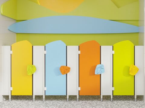 WC-Trennwände und Ausstattung für Kindergärten