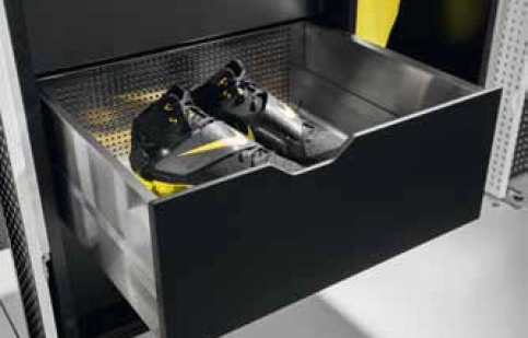 Edelstahl-Schublade, passend für XXL-Schuhe.