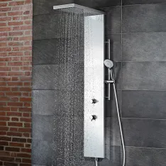 Lavida Plus Duschpaneel mit Regentraverse, Glas weiß