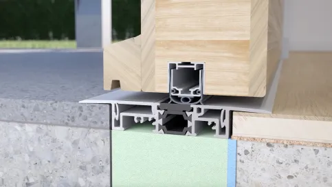 Um seine Energiespar- und Dichtleistungen noch weiter zu optimieren, lässt sich das Nullschwellen-Set Comfort-Plan® mit bauseitigen Unterbaudämmprofilen und Drainage-Lösungen kombinieren.