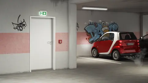 Nachträgliche Türdichtung Nadi ® in einer Tiefgarage.