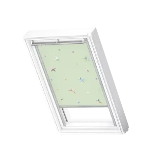 VELUX Verd.-Rollo man. DKL M31 4661S Kids Grüne Sterne, alu Schiene