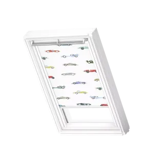 VELUX Verd.-Rollo man. DKL M31 4654SWL Kids Rennautos, weiße Schiene