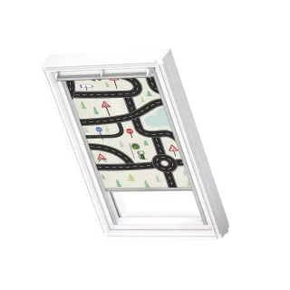 VELUX Verd.-Rollo man. DKL M31 4655S Kids Straßen, alu Schiene