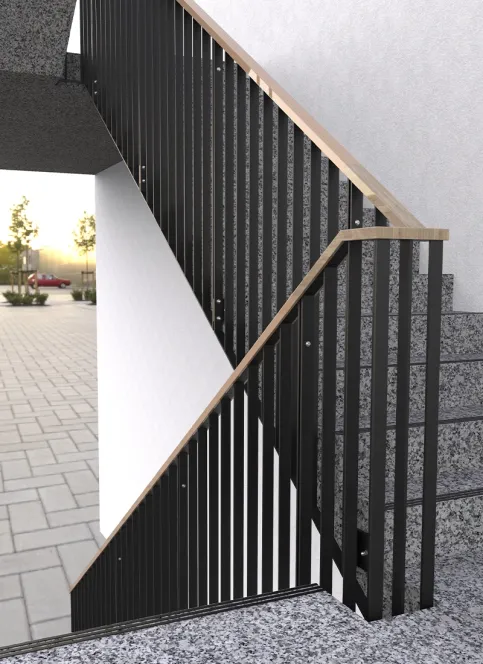 Treppengeländer SCALA mit Handlauf in Holzoptik